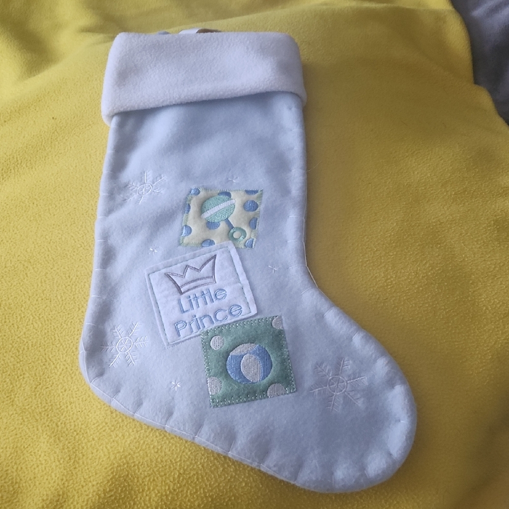 N37  Heavy velvet embroidered  w/ Little Prince, ball, rattle & snowflakes